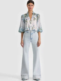 Alice and Olivia BLOUSES*ILAN BUTTON DOWN BLOUSE BUTTER