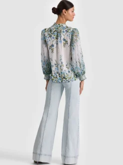 Alice and Olivia BLOUSES*ILAN BUTTON DOWN BLOUSE BUTTER