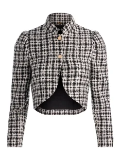 Alice and Olivia ANDREW PANT|JADE MESH BUTTON DOWN*ILARIA CROPPED JACKET SOFT WHITE