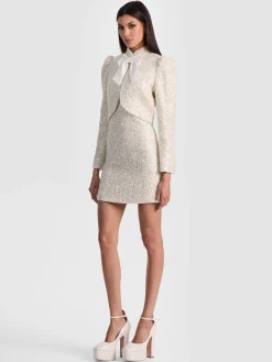 Alice and Olivia ANDREW PANT|JADE MESH BUTTON DOWN*ILARIA EMBELLISHED JACKET BLACK