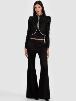 Alice and Olivia CROPPED JACKETS*ILARIA EMBELLISHED JACKET MIDNIGHT BLUE