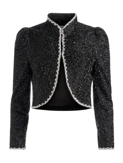 Alice and Olivia CROPPED JACKETS*ILARIA EMBELLISHED JACKET MIDNIGHT BLUE