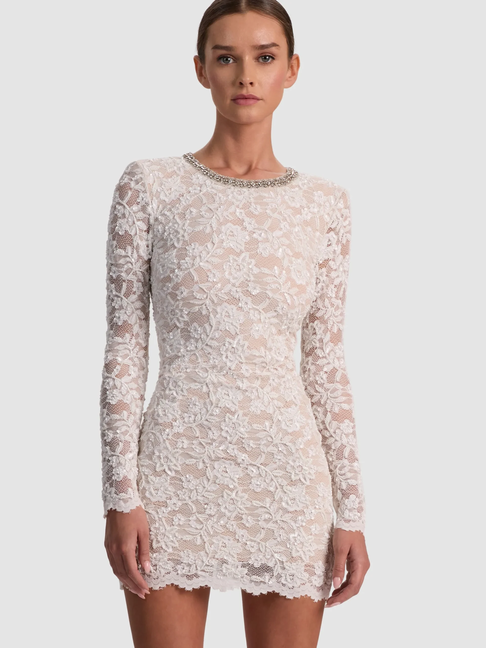 Alice and Olivia MINI*INKA LACE MINI DRESS ENGLISH ROSE