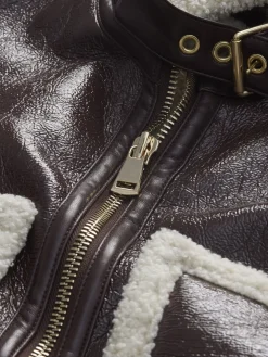 Alice and Olivia CROPPED JACKETS*ISAIAH FAUX SHEARLING JACKET BLACK