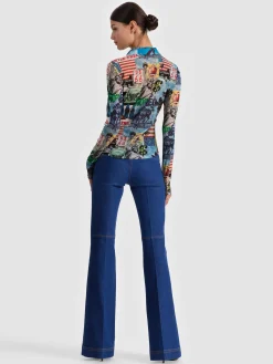 Alice and Olivia ANDREW PANT|JADE MESH BUTTON DOWN*JADE MESH BUTTON DOWN