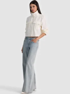 Alice and Olivia CROPPED JACKETS*JAMES FUNNEL NECK CROPPED PARKA GREY MINERAL