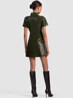 Alice and Olivia MINI*JAMIE VEGAN MINI DRESS BLACK