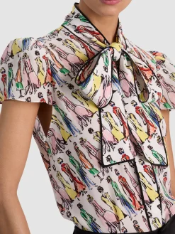 Alice and Olivia BLOUSES*JEANNIE STACEFACE SILK BLOUSE VISIONARY