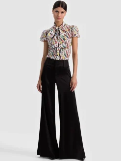 Alice and Olivia BLOUSES*JEANNIE STACEFACE SILK BLOUSE VISIONARY
