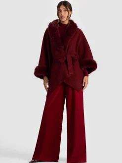 Alice and Olivia ANDREW PANT|JADE MESH BUTTON DOWN*JOANNE SWEATER COAT OXBLOOD