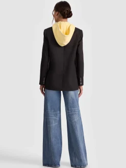 Alice and Olivia BLAZERS*JORDAN BLAZER WITH REMOVABLE HOODIE DARLA LIGHT INDIGO