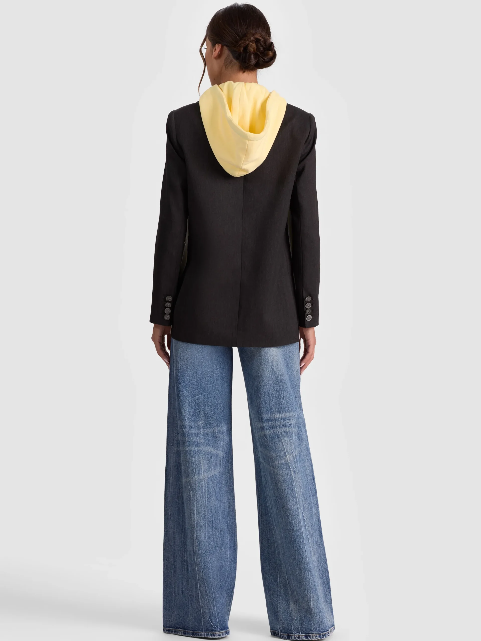 Alice and Olivia BLAZERS*JORDAN BLAZER WITH REMOVABLE HOODIE DARLA LIGHT INDIGO