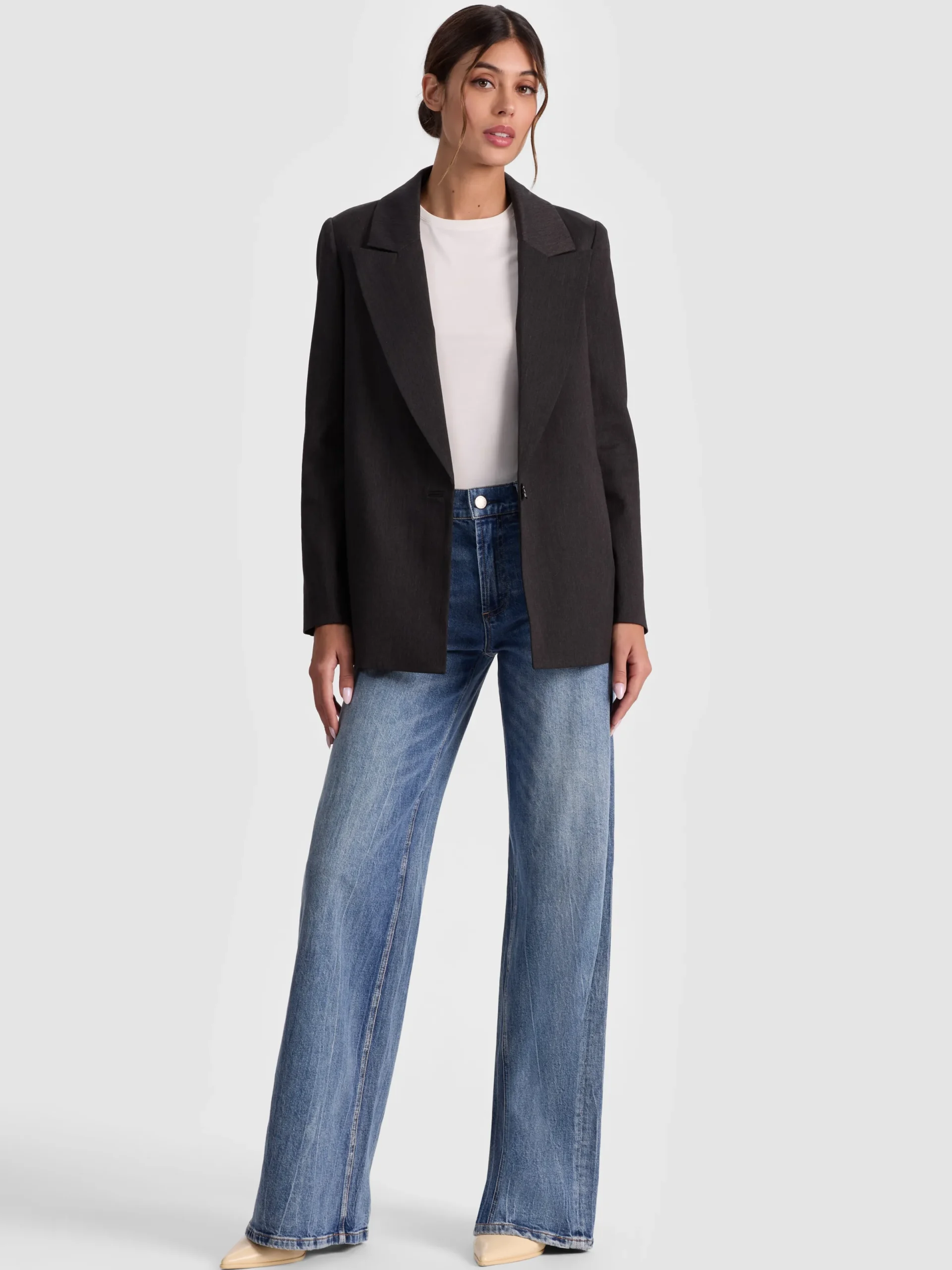 Alice and Olivia BLAZERS*JORDAN BLAZER WITH REMOVABLE HOODIE DARLA LIGHT INDIGO
