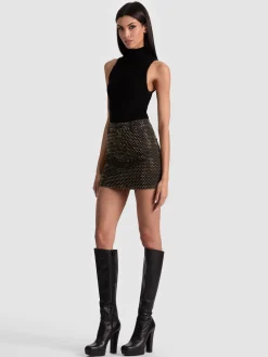 Alice and Olivia MINI*JOSS EMBELLISHED DENIM SKIRT OFF WHITE