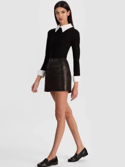 Alice and Olivia MINI*JOSS LEATHER MINI SKIRT CAMEL