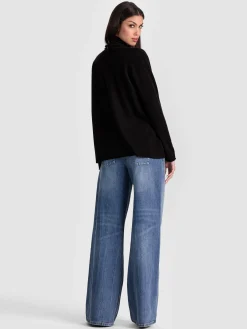 Alice and Olivia PULLOVERS*JULES CASHMERE DRAPED PULLOVER BLACK