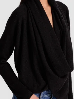 Alice and Olivia PULLOVERS*JULES CASHMERE DRAPED PULLOVER BLACK