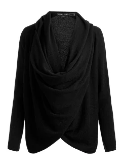 Alice and Olivia PULLOVERS*JULES CASHMERE DRAPED PULLOVER BLACK
