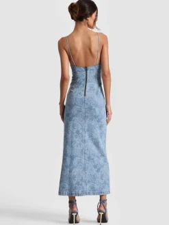 Alice and Olivia MIDI*JULIETTA DENIM MIDI DRESS