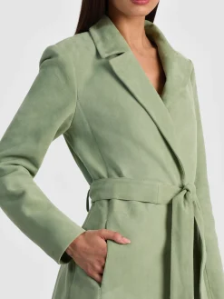 Alice and Olivia COATS*KARLEY SUEDE WRAP COAT DARK CHOCOLATE