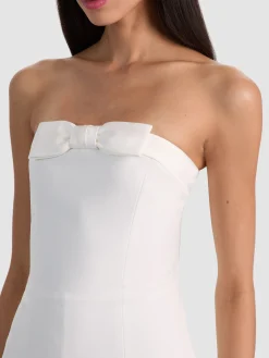 Alice and Olivia JUMPSUITS + ROMPERS*KATYA SCULPTED BOW ROMPER OFF WHITE