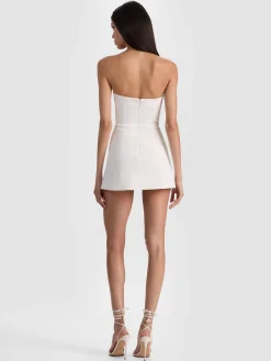 Alice and Olivia JUMPSUITS + ROMPERS*KATYA SCULPTED BOW ROMPER OFF WHITE