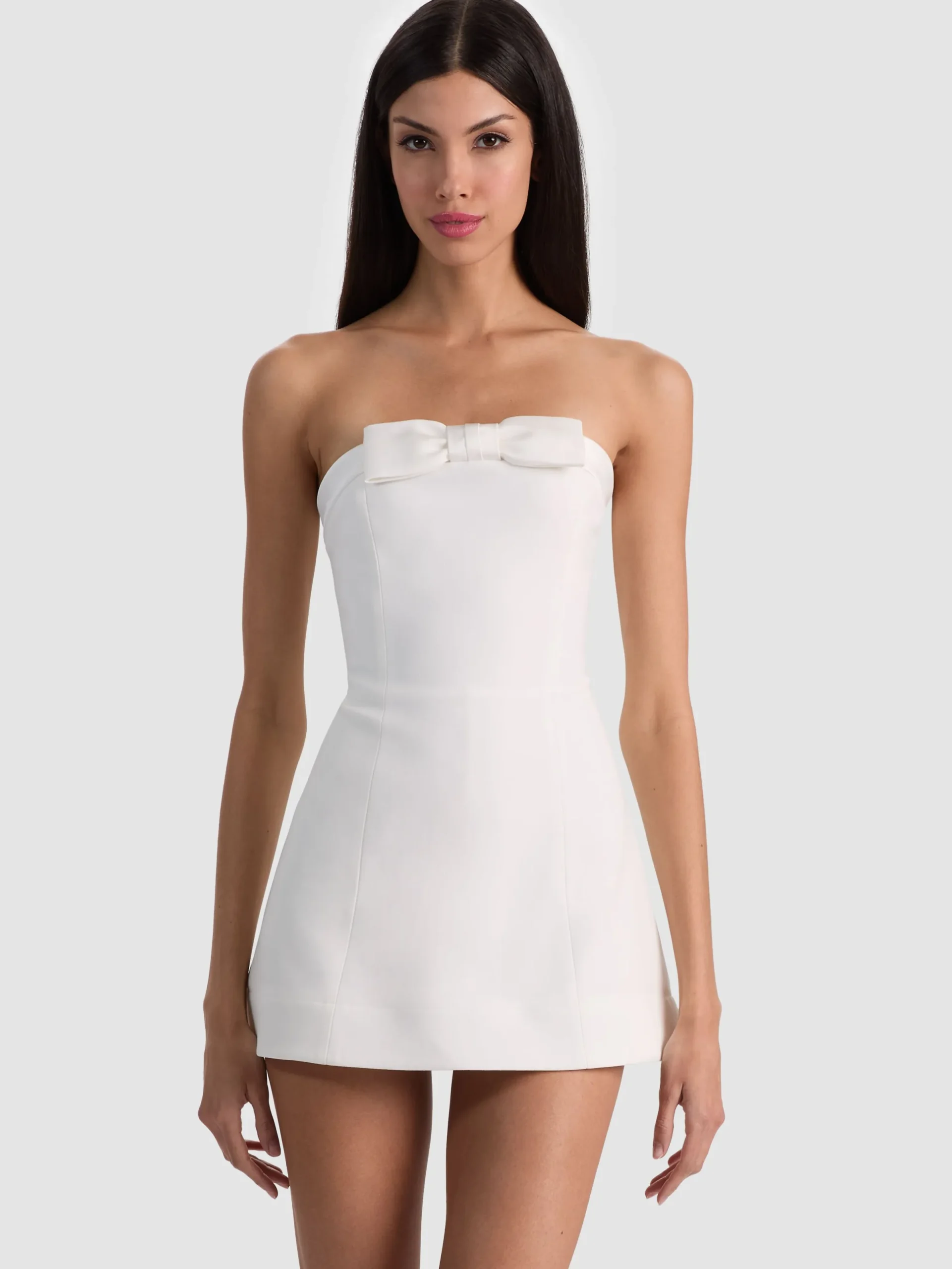 Alice and Olivia JUMPSUITS + ROMPERS*KATYA SCULPTED BOW ROMPER OFF WHITE