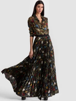 Alice and Olivia MAXI*KATZ PLEATED MAXI SKIRT