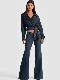 Alice and Olivia DENIM*KEITH CROPPED DENIM TRENCH