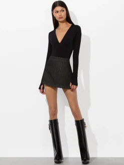 Alice and Olivia MINI*LAKELYN DENIM SKORT MOCHA