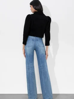 Alice and Olivia LEATHER + SUEDE*LANA SUEDE JACKET ROCKSTAR BLUE