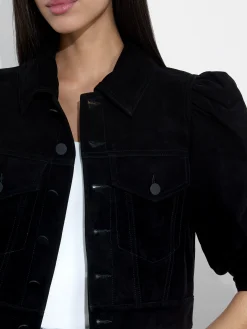 Alice and Olivia LEATHER + SUEDE*LANA SUEDE JACKET ROCKSTAR BLUE