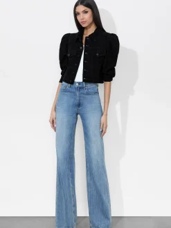 Alice and Olivia LEATHER + SUEDE*LANA SUEDE JACKET ROCKSTAR BLUE