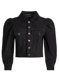 Alice and Olivia LEATHER + SUEDE*LANA SUEDE JACKET ROCKSTAR BLUE