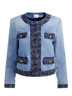 Alice and Olivia DENIM*LANDON CROPPED DENIM JACKET DANICA DARK INDIGO