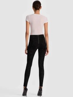 Alice and Olivia LEATHER AND SUEDE*LENNOX SUEDE LEGGING BLACK