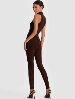 Alice and Olivia LEATHER AND SUEDE*LENNOX SUEDE LEGGING DARK CHOCOLATE