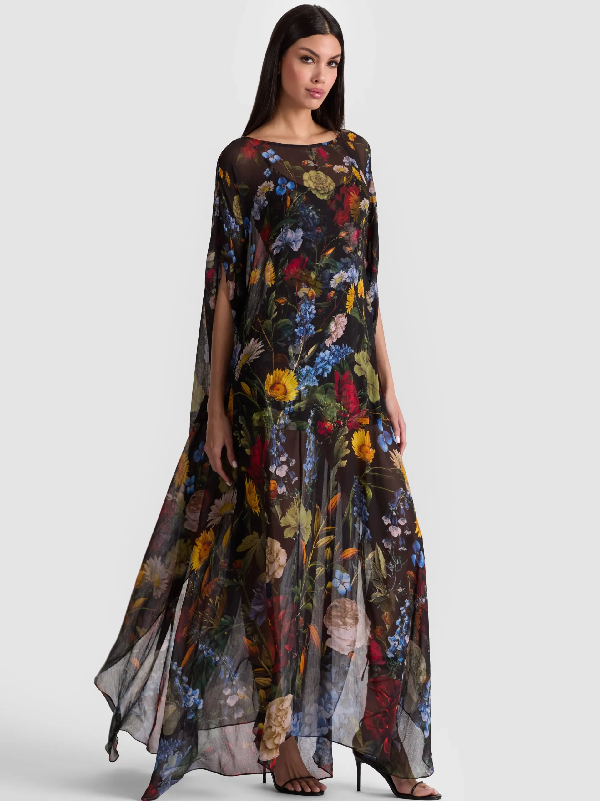 Alice and Olivia MAXI*LINN CAPE MAXI DRESS OXBLOOD
