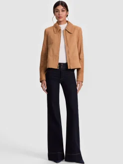 Alice and Olivia LEATHER + SUEDE*LOGAN SUEDE COAT SAGE