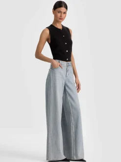 Alice and Olivia CARDIGANS*LOLY BUTTON FRONT CASHMERE VEST GREY MINERAL