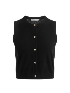 Alice and Olivia CARDIGANS*LOLY BUTTON FRONT CASHMERE VEST GREY MINERAL
