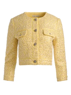 Alice and Olivia CROPPED JACKETS*LORIE EMBELLISHED TWEED JACKET PERFECT RUBY