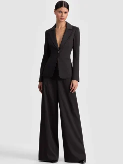 Alice and Olivia BLAZERS*MACEY CINCHED WAIST BLAZER DARK CHOCOLATE/PRALINE