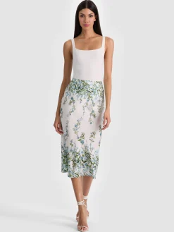 Alice and Olivia MIDI*MAEVE SLIP SKIRT BLACK