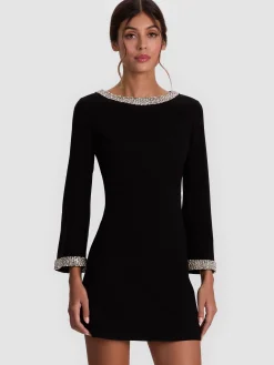 Alice and Olivia MINI*MAILYNN EMBELLISHED TRIM MINI DRESS