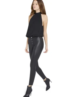 Alice and Olivia ANDREW PANT|JADE MESH BUTTON DOWN*MARIS HALTER TOP WHITE