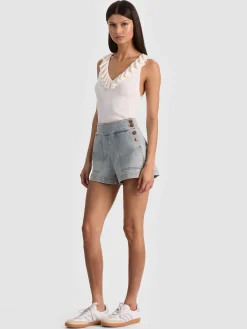 Alice and Olivia TANKS*MARNIE RUFFLE TANK WHITE