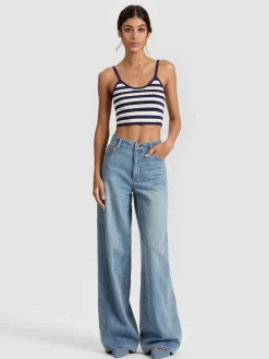 Alice and Olivia CROP TOPS*MAUDE STRIPED BRALETTE SOFT WHITE