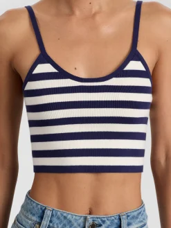 Alice and Olivia CROP TOPS*MAUDE STRIPED BRALETTE SOFT WHITE