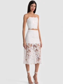 Alice and Olivia MIDI*MEDINE EMBELLISHED LACE MIDI SKIRT CAROLINA BLUE
